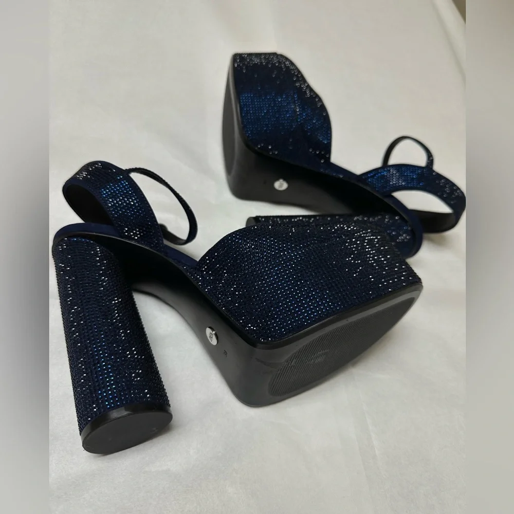 NEW 💙 Zara RHINESTONE HEELED PLATFORM SHOES